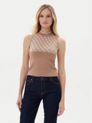 Guess Sweter W3YR26 Z37K0 Brązowy Regular Fit. Brązowe swetry damskie Guess, m, z aplikacjami, z syntetyku, bez kołnierzyka, bez ramiączek, bez kaptura. Za 209.99 zł.
