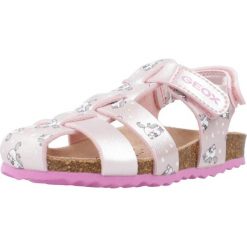 Sandały GEOX B SANDAL CHALKI GIRL Rose. Czerwone sandały damskie Geox, bez wzorów, z syntetyku, bez obcasa, bez zapięcia. Za 171.99 zł.