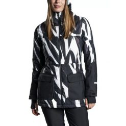 Kurtka narciarska damska POPLAR Jacket. Białe kurtki snowboardowe damskie Fundango, m, bez wzorów, z materiału, długie, z kapturem, narciarskie. Za 499.00 zł.