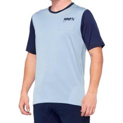 Dżersej z krótkim rękawem 100% ridecamp. Niebieskie buty sportowe męskie 100%, z dżerseju, bez zapięcia, rowerowe. Za 165.95 zł.