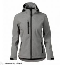 Performance 521 - ADLER - Softshell kurtka damska, 300 g/m2, 6% elastan, 94% poliester, - ciemnoszary melanż 2XL. Szare kurtki damskie Malfini, m, bez wzorów, z elastanu, bez kaptura. Za 255.88 zł.
