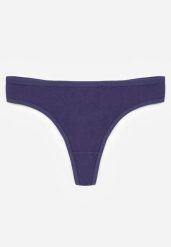 Granatowe Gładkie Majtki Stringi z Bawełną Chrysile. Niebieskie stringi damskie Renee, l, bez wzorów, z bawełny. Za 4.99 zł.