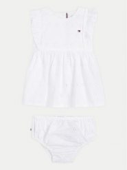 Tommy Hilfiger Sukienka letnia Broderie KN0KN01803 Biały Regular Fit. Białe sukienki dla dziewczynek Tommy Hilfiger, na lato, bez wzorów, z bawełny, bez ramiączek. Za 359.99 zł.