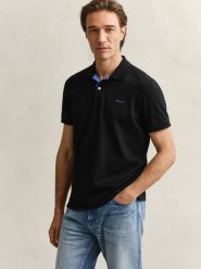 Gant koszulka polo Mężczyźni Bawełna czarny, XXXL. Czarne koszulki polo męskie GANT, m, bez wzorów, z bawełny, eleganckie, bez ramiączek. Za 279.95 zł.