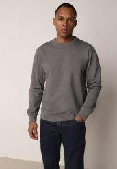 Ciemnoszara Bluza o Klasycznym Kroju z Bawełną Merinne. Szare bluzy męskie Born2be, l, bez wzorów, z bawełny, bez kaptura. Za 89.99 zł.