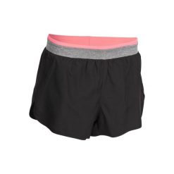 Spodenki fitness ENERGY damskie. Czarne szorty damskie DOMYOS, z materiału. Za 24.99 zł.