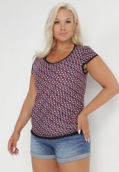 Granatowo-Czerwona Bluzka Aglapeia. Niebieskie bluzki damskie Born2be, l, bez wzorów, z koronki, bez kołnierzyka, bez ramiączek. Za 19.99 zł.