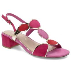 Różowe Sandały Marco Tozzi Eleganckie Obuwie Damskie. Czerwone sandały damskie Marco Tozzi, bez wzorów, bez obcasa, na obcasie, bez zapięcia. Za 219.00 zł.