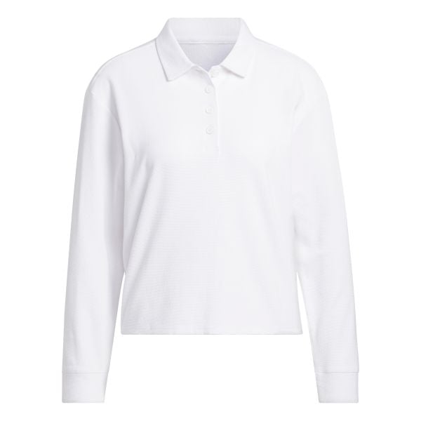 Damska koszulka polo z długim rękawem adidas Beyond. Białe koszulki sportowe damskie Adidas, bez wzorów, bez kołnierzyka, bez ramiączek, na golfa. Za 319.00 zł.