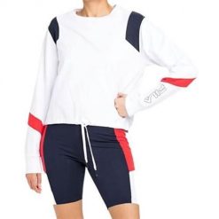 Bluza sportowa damska Fila Pita Cropped Crew W. Białe bluzy damskie Fila, s, bez wzorów, bez kaptura. Za 112.29 zł.
