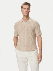 Tommy Hilfiger Koszula Pointelle MW0MW43249 Beżowy Regular Fit. Brązowe koszule męskie Tommy Hilfiger, m, bez wzorów, z bawełny, bez kołnierzyka, bez ramiączek. Za 649.99 zł.