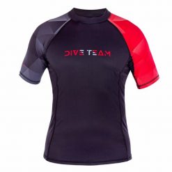Męska koszulka lycrowa DIVE TEAM. Czarne koszulki sportowe męskie AGAMA, m, bez wzorów, z lycry, bez kołnierzyka, bez ramiączek, na golfa. Za 208.08 zł.
