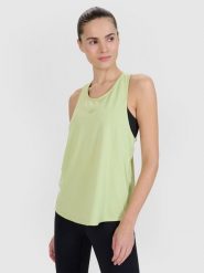 4F Top treningowy oversize szybkoschnący damski - zielony XS. Zielone koszulki sportowe damskie 4f, xs, bez wzorów, bez kołnierzyka, bez ramiączek. W wyprzedaży za 59.99 zł.