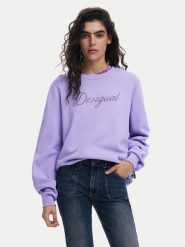 Desigual Bluza 25SWSK16 Fioletowy Regular Fit. Fioletowe bluzy damskie Desigual, l, bez wzorów, z bawełny, bez kaptura. Za 189.99 zł.