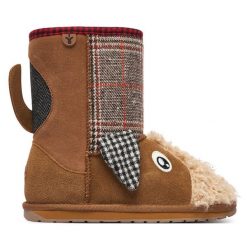 Śniegowce EMU Australia. Brązowe buty zimowe chłopięce Emu Australia, bez wzorów, bez zapięcia. Za 384.99 zł.