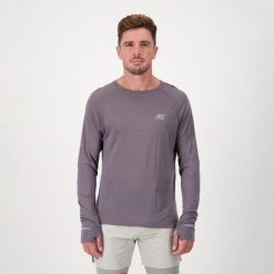 Koszulka termiczna męska do biegania THERMO LONG. Szare koszulki sportowe męskie BODYCROSS, na zimę, l, bez wzorów, z materiału, bez kołnierzyka, bez ramiączek, do biegania. W wyprzedaży za 193.99 zł.