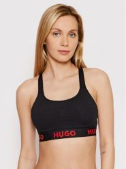 Hugo Biustonosz top Sporty Logo 50469628 Czarny. Czarne biustonosze Hugo, bez wzorów, z bawełny. Za 219.99 zł.
