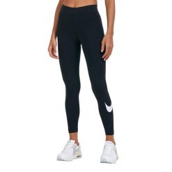Legginsy Damskie Sportswear Essential Swoosh. Czarne legginsy damskie Nike, bez wzorów, trekkingowe. Za 173.99 zł.