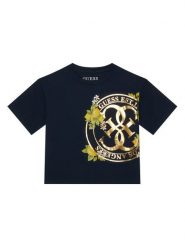 Guess T-Shirt J6GI00 K6YW4 Granatowy Regular Fit. Niebieskie t-shirty i topy dla dziewczynek Guess, z aplikacjami, z bawełny, bez ramiączek. Za 99.99 zł.