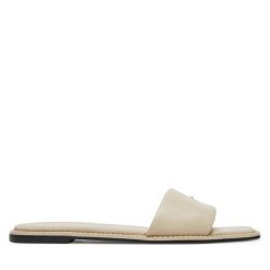 Klapki Calvin Klein. Brązowe klapki damskie Calvin Klein, bez wzorów, bez obcasa. Za 199.99 zł.