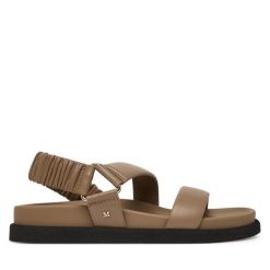 Sandały Max Mara. Brązowe sandały damskie Max Mara, bez wzorów, bez obcasa, na płaskiej podeszwie, bez zapięcia. Za 2,429.00 zł.