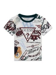 Guess T-Shirt N6YI21 K3876 Biały Regular Fit. Białe t-shirty dla chłopców Guess, z aplikacjami, z bawełny, bez ramiączek. Za 114.99 zł.