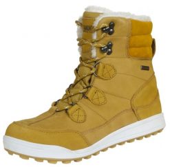 Wodoodporne buty zimowe damskie futro wełna jagnięca. Brązowe obuwie sportowe damskie GUGGEN MOUNTAIN, na jesień, przed kolano, trekkingowe. Za 626.21 zł.