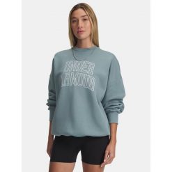 Bluza Damska Oversize Z Logo Under Armour Rival Fleece Varsity. Szare bluzy sportowe damskie Under Armour, bez wzorów, bez kaptura, na fitness i siłownię. W wyprzedaży za 163.50 zł.