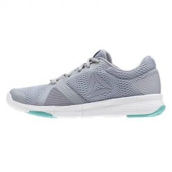 Buty do chodzenia damskie Reebok Flexile. Szare obuwie sportowe damskie Reebok, bez wzorów, z materiału, do biegania. Za 289.99 zł.