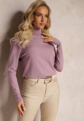 Różowy Sweter Golf o Dopasowanym Fasonie z Wiskozą Nalexa. Czerwone swetry damskie Renee, l, bez wzorów, z dzianiny, klasyczne, bez kołnierzyka, bez ramiączek, długie, bez kaptura. Za 54.99 zł.