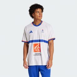 Koszulka France Handball Replica. Białe koszulki sportowe męskie Adidas, bez wzorów, z materiału, bez kołnierzyka, bez ramiączek, do piłki ręcznej. Za 399.00 zł.