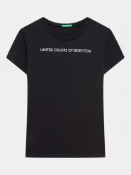 United Colors Of Benetton T-Shirt 3096C10D2 Czarny Regular Fit. Czarne t-shirty i topy dla dziewczynek United Colors Of Benetton, bez wzorów, z bawełny, bez ramiączek. Za 49.99 zł.