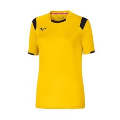 Damska koszulka Mizuno Basic. Żółte koszulki sportowe damskie Mizuno, m, bez wzorów, z materiału, bez kołnierzyka, bez ramiączek, do piłki ręcznej. Za 139.50 zł.