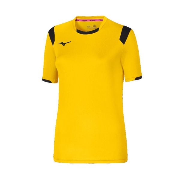 Damska koszulka Mizuno Basic. Żółte koszulki sportowe damskie Mizuno, xs, bez wzorów, z materiału, sportowe, bez kołnierzyka. Za 138.50 zł.