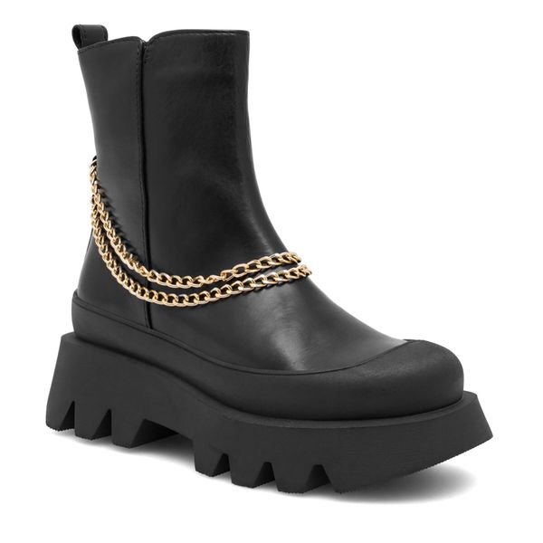 Botki Eva Minge. Czarne botki damskie Eva Minge, bez obcasa, na płaskiej podeszwie, bez zapięcia. Za 375.99 zł.