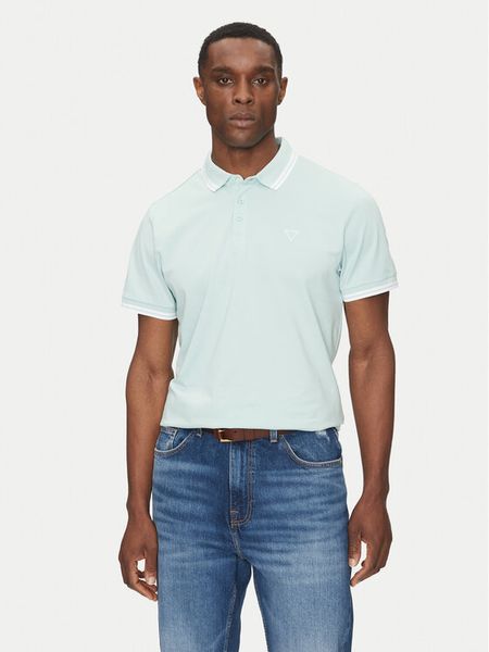 Guess Polo M2GP34 KARS0 Zielony Regular Fit. Zielone koszulki polo męskie Guess, l, z aplikacjami, z bawełny, bez ramiączek. Za 169.99 zł.
