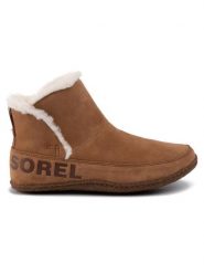 Sorel Botki Nakiska Bootie NL3389 Brązowy. Brązowe botki damskie Sorel, ze skóry, bez obcasa, na płaskiej podeszwie, bez zapięcia. Za 359.99 zł.