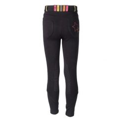 Dziewczęce spodnie jeździeckie z lejem kolanowym Horka Ola FW22. Czarne spodnie materiałowe dla dziewczynek RED HORSE, bez wzorów, z bawełny, z podwyższonym stanem. Za 130.50 zł.