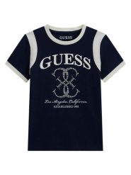 Guess T-Shirt J6YI25 K3757 Granatowy Regular Fit. Niebieskie t-shirty i topy dla dziewczynek Guess, z aplikacjami, z bawełny, bez ramiączek. Za 124.99 zł.