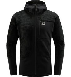 HAGLOFS Bluza męska ROC Spitz Mid Hood Men true black-L. Czarne bluzy męskie Haglöfs, l, bez wzorów, z elastanu, z kapturem. Za 524.89 zł.