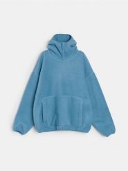 Bluza pullover z kapturem - niebieski. Niebieskie bluzy męskie Sinsay, l, bez wzorów, z kapturem. Za 69.99 zł.