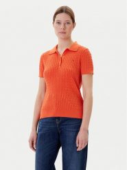 Tommy Hilfiger Sweter Fine WW0WW41474 Pomarańczowy Regular Fit. Brązowe swetry damskie Tommy Hilfiger, s, bez wzorów, z bawełny, bez kołnierzyka, bez ramiączek, bez kaptura. Za 459.99 zł.