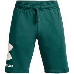Spodenki fitness męskie Under Armour Rival Fleece. Zielone krótkie spodenki sportowe męskie Under Armour, m, bez wzorów, na fitness i siłownię. Za 214.34 zł.