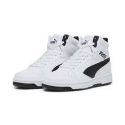Buty damskie sportowe Puma REBOUND V6 MID JR. Białe obuwie sportowe damskie Puma, bez wzorów, z gumy, do koszykówki. Za 188.00 zł.