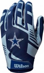 Futbol amerykański - Rękawiczki - Dzieci - Drużyna Dallas Cowboys. Białe rękawiczki dziecięce Wilson, bez wzorów, z materiału. Za 159.00 zł.