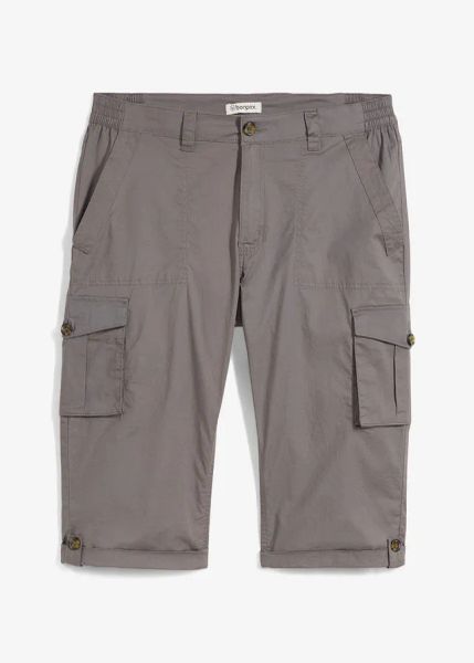 Długie bermudy, regular fit. Szare szorty męskie bonprix, m, bez wzorów. Za 119.99 zł.
