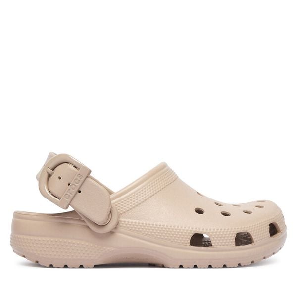 Klapki Crocs. Brązowe klapki damskie Crocs, bez wzorów, bez obcasa. Za 259.99 zł.