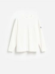 Longsleeve regular - złamana biel. Bluzki z długim rękawem męskie Reserved, l, bez wzorów, z bawełny, bez kołnierzyka. Za 89.99 zł.