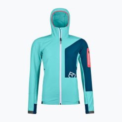 Kurtka softshell damska ORTOVOX Berrino Hooded. Niebieskie kurtki damskie ORTOVOX, bez wzorów, z softshellu, bez kaptura, trekkingowe. Za 999.99 zł.