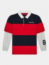 Tommy Hilfiger Bluza Rugby Stripe Polo L/S KB0KB08736 Czerwony Regular Fit. Czerwone bluzy dla chłopców Tommy Hilfiger, bez wzorów, z bawełny, bez ramiączek, bez kaptura. Za 339.99 zł.